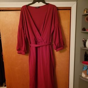 Long midi maroon tie dress
